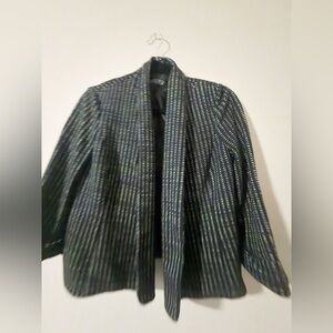 Kasper Women’s Black Striped Open-Front Jacket